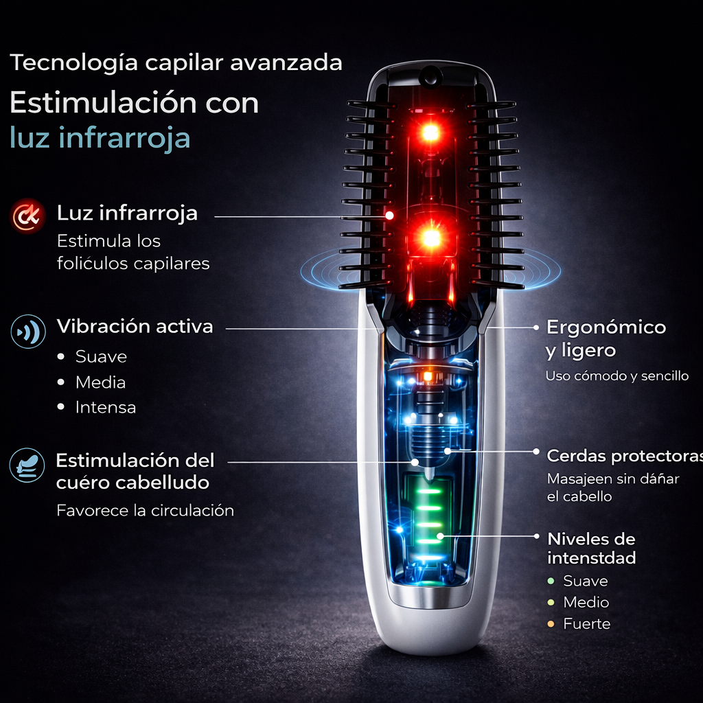 Cepillo Anticaída con luz infrarroja y vibración